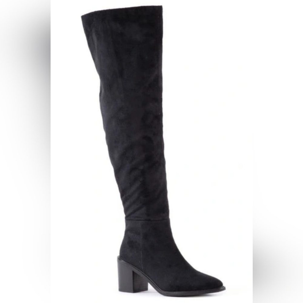 Sexy Chic Seychelles x Anthropologie Black Microsuede OTK Boots - Picture 6 of 7